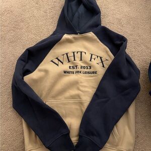 White Fox Leisure Hoodie in Navy and Tan